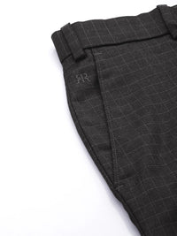 Raymond Men Mid-Rise Slim Fit Checked Formal Trousers