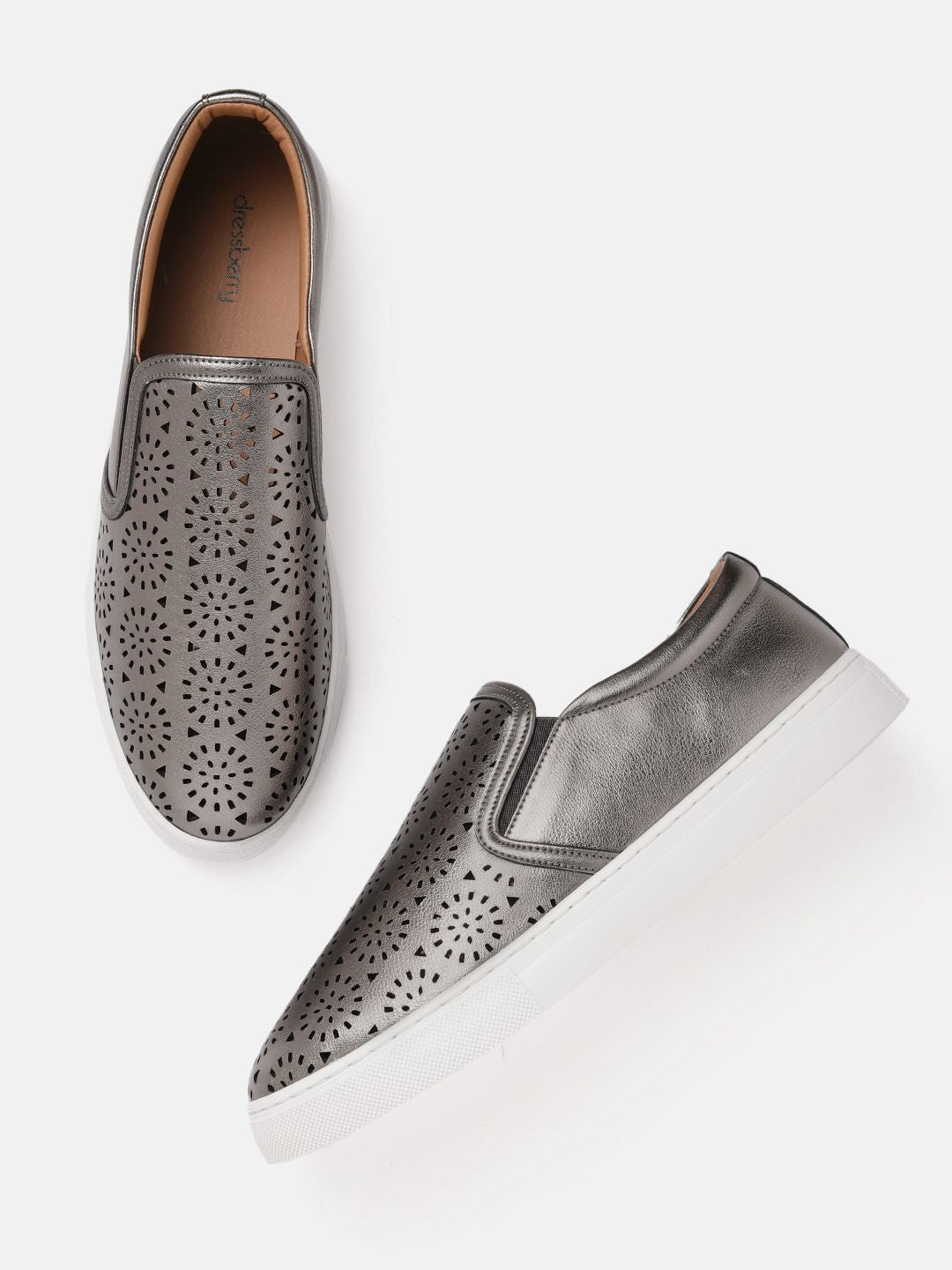 DressBerry Women Laser Cut Slip-On Sneakers