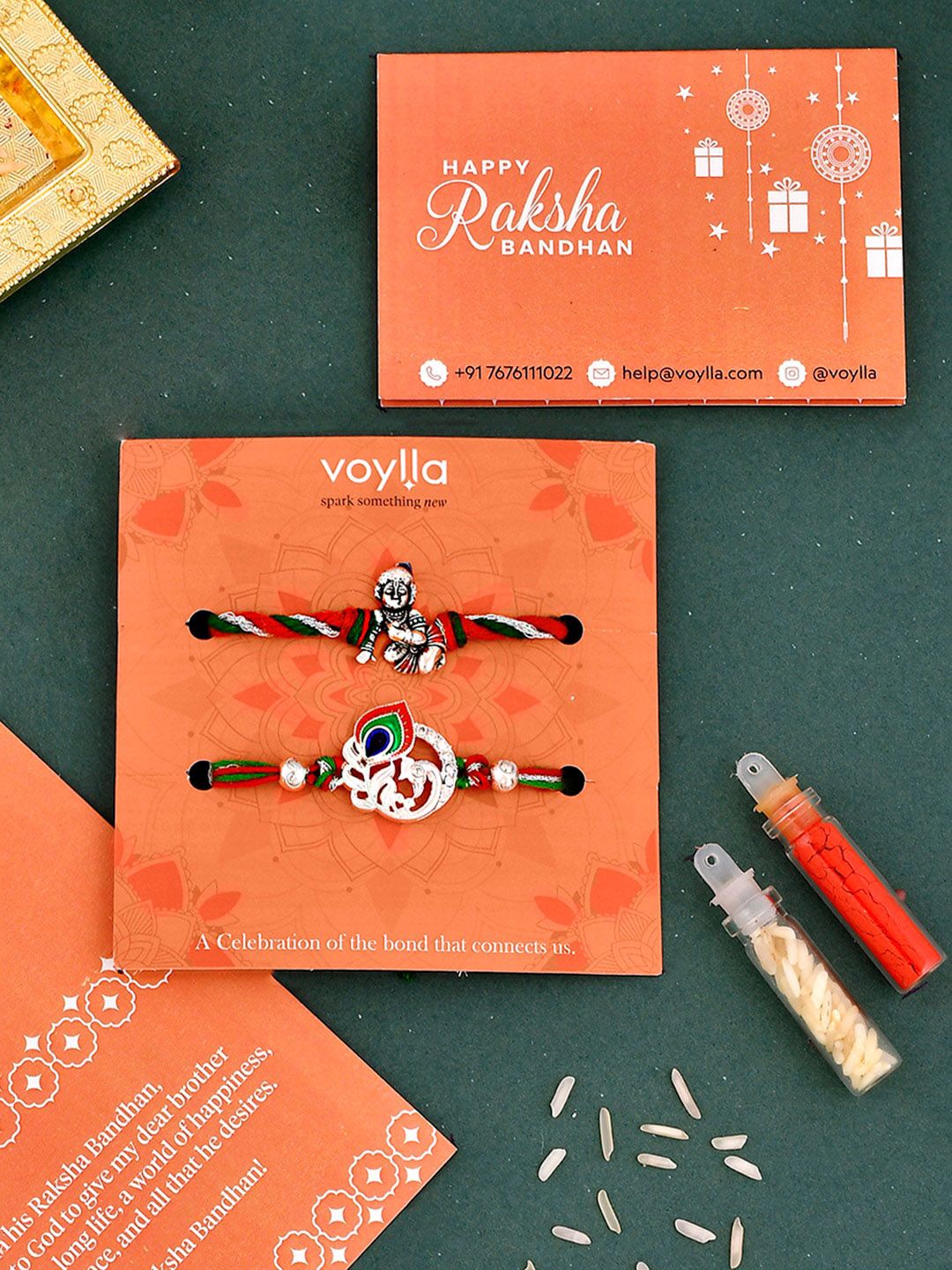 Voylla Lord Krishna Peacock Feather Thread Rakhi