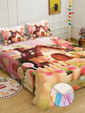 KLOTTHE Brown Cartoon Characters Polycotton Regular 400 TC King Superfine Bedsheets