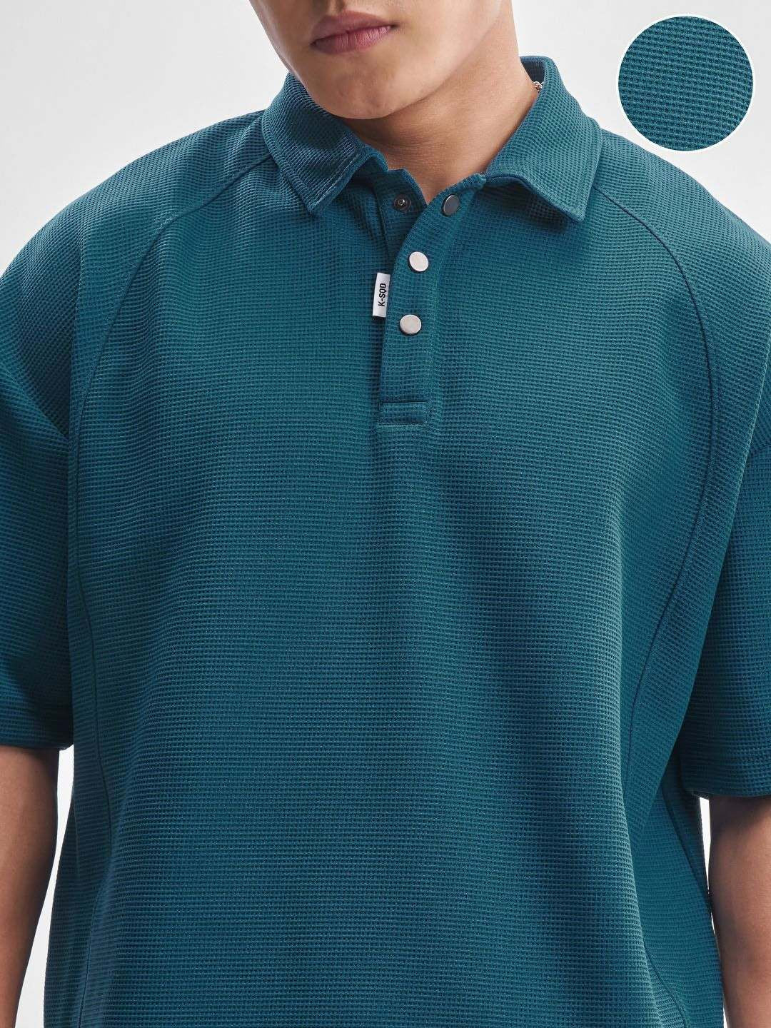 Highlander Polo Collar Drop-Shoulder Lengan T-Shirt Besar