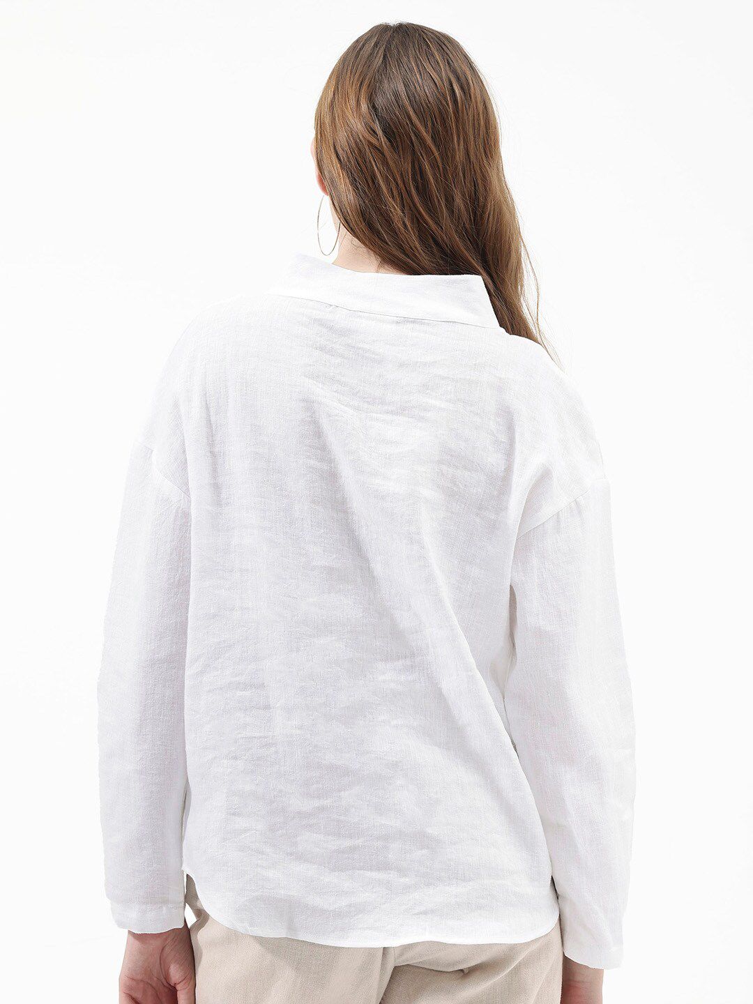 RAREISM Mandarin Collar Linen Top