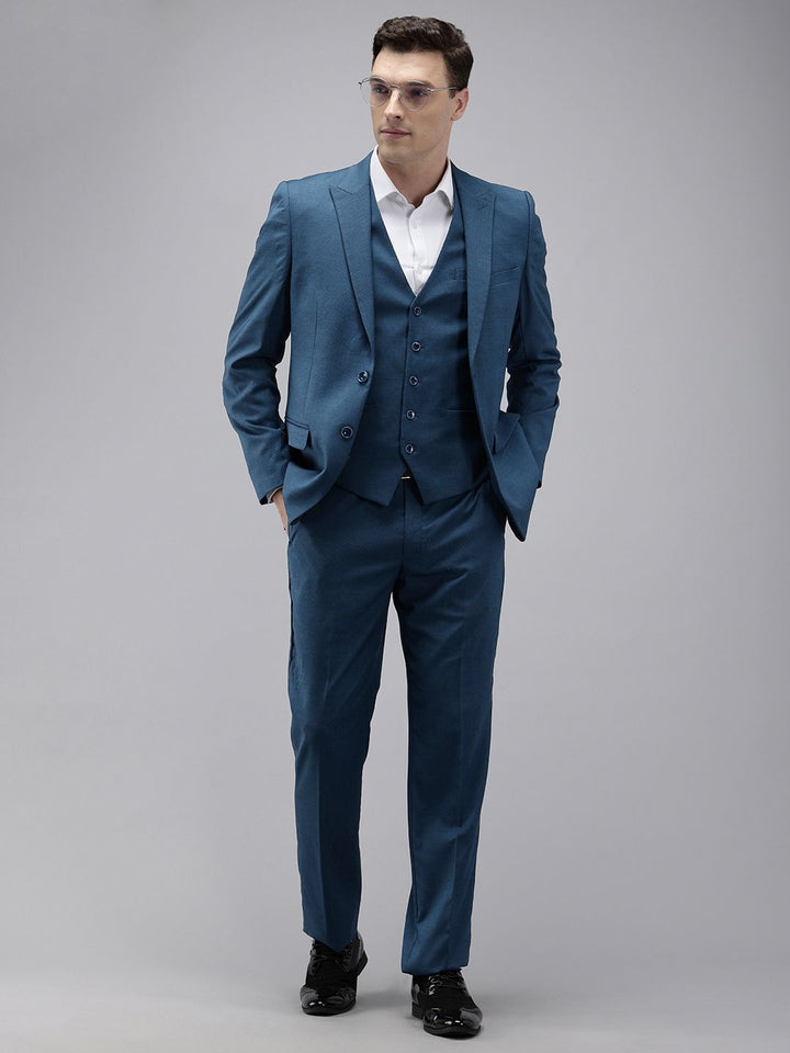 Park Avenue Reka Bentuk Self Textured Single Breasted Fit Regular 3 Piece Party Suits