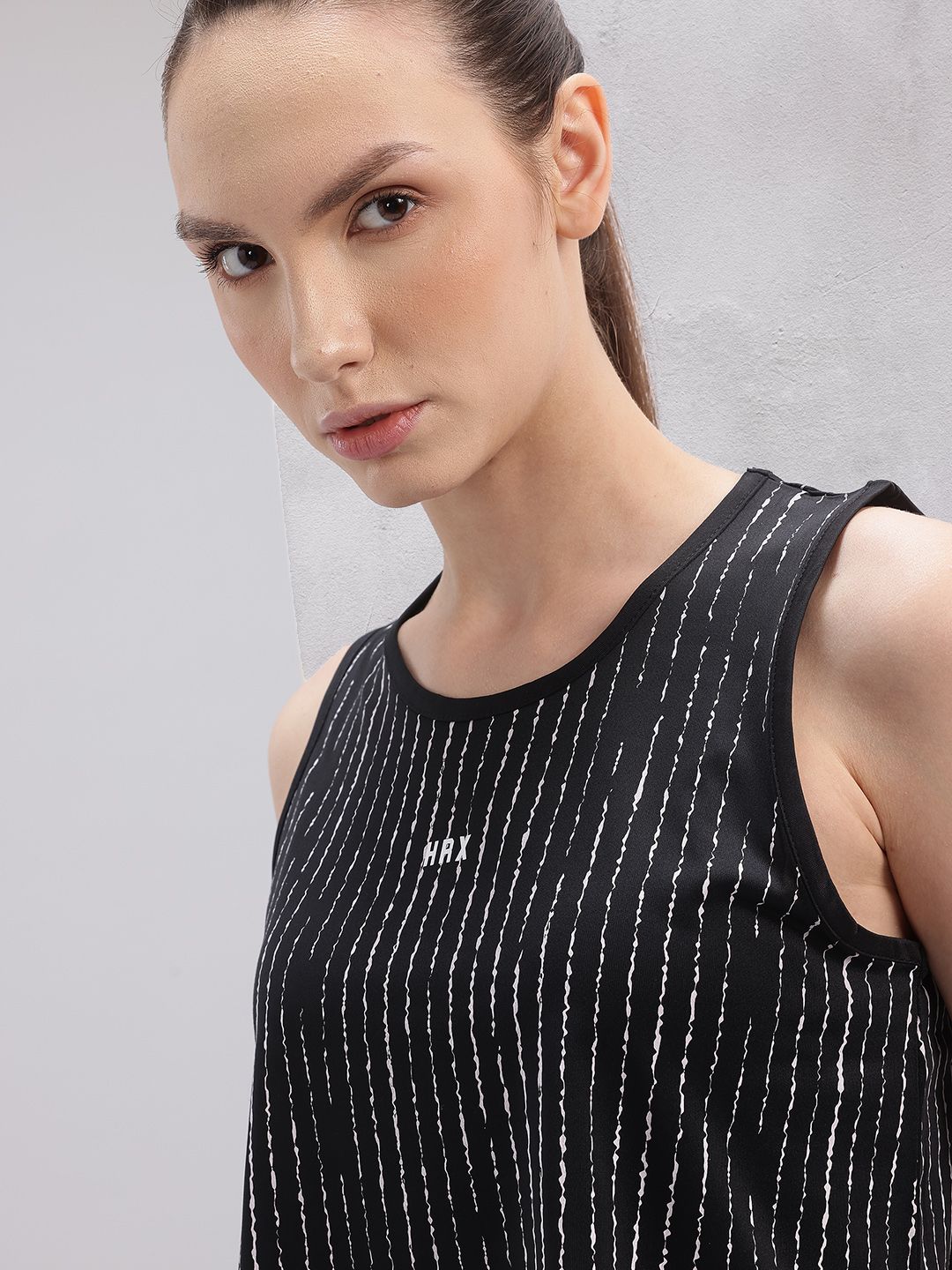HRX by Hrithik Roshan Vertical Stripes Rapid-Dry Training Tank T-shirt