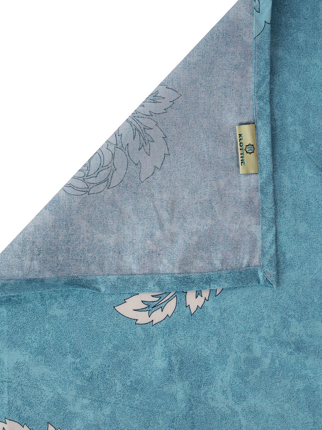 KLOTTHE Blue & White Floral Pure Cotton 400 TC Double Bedsheet With 2 Pillow Covers