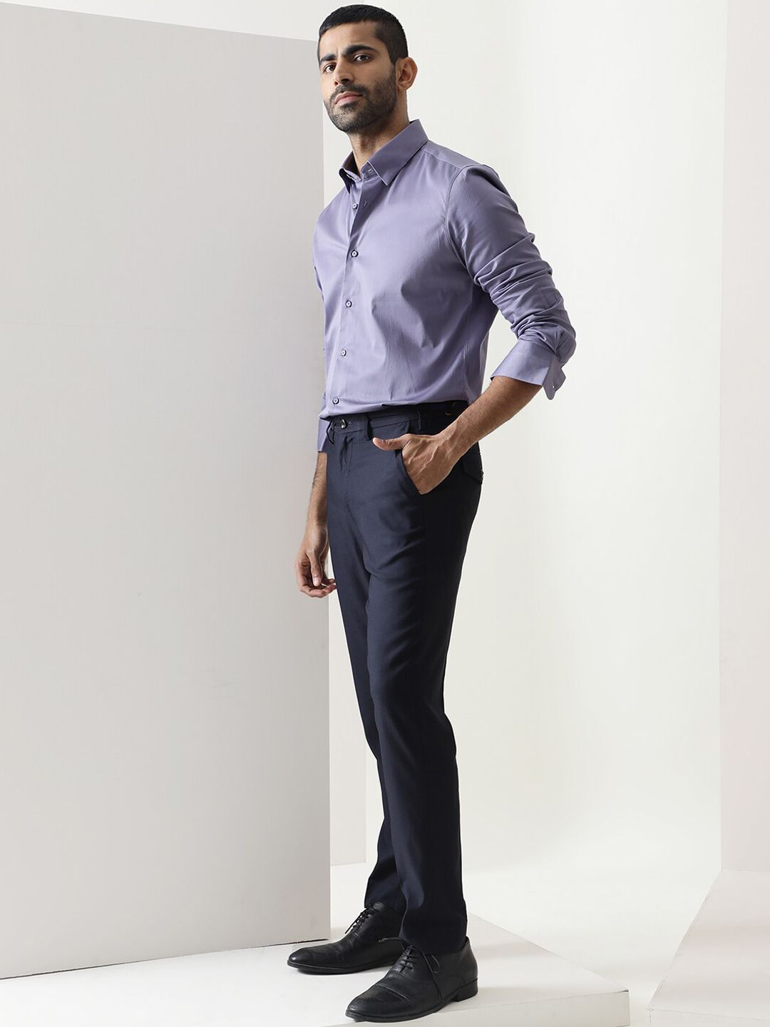 RARE RABBIT Men Glade Mid Rise Slim Fit Formal Trouser