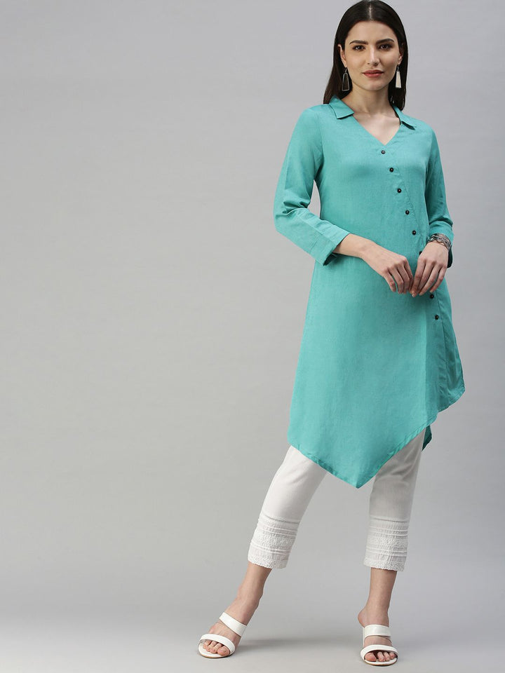 Global Desi Sea Green Asymmetric Tunic