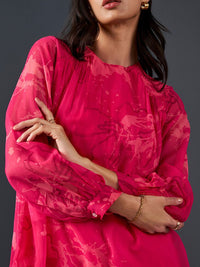AND Floral Printed Gathered Detail Top