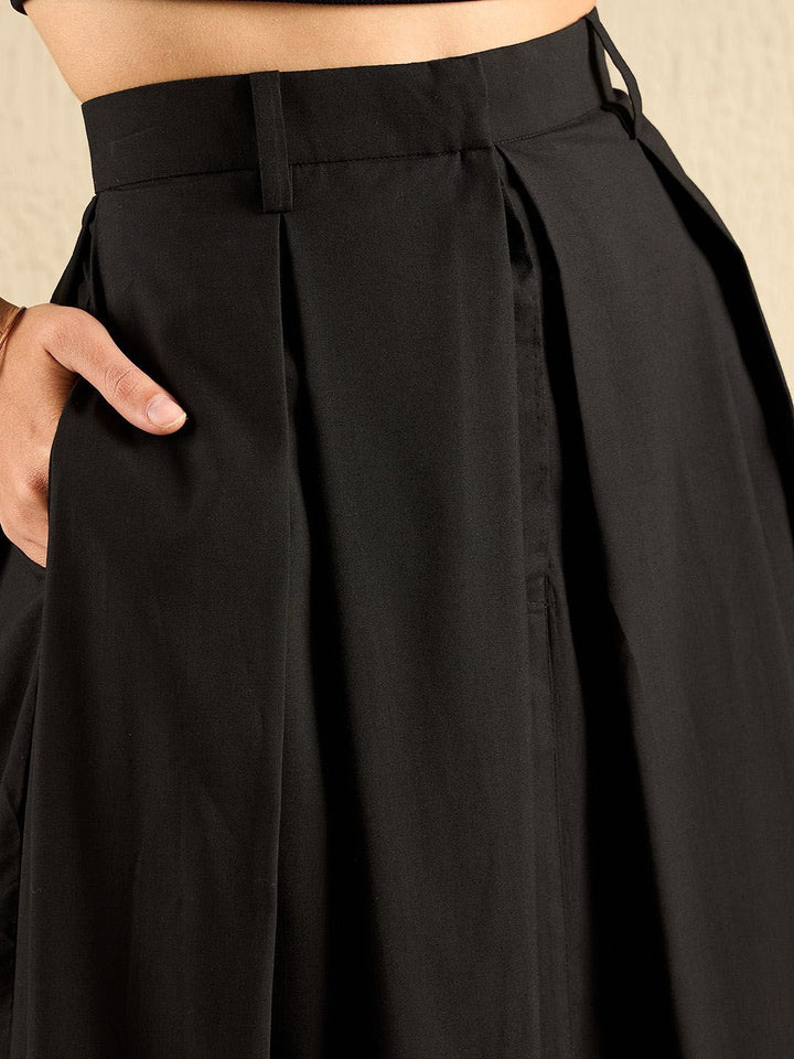 Kotak poplin kapas Uptownie skirt midi berlipat