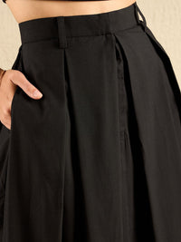 Kotak poplin kapas Uptownie skirt midi berlipat