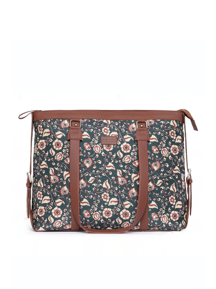 ZOUK Women Floral Printed Kalamkari Structured Laptop Shoulder Bag