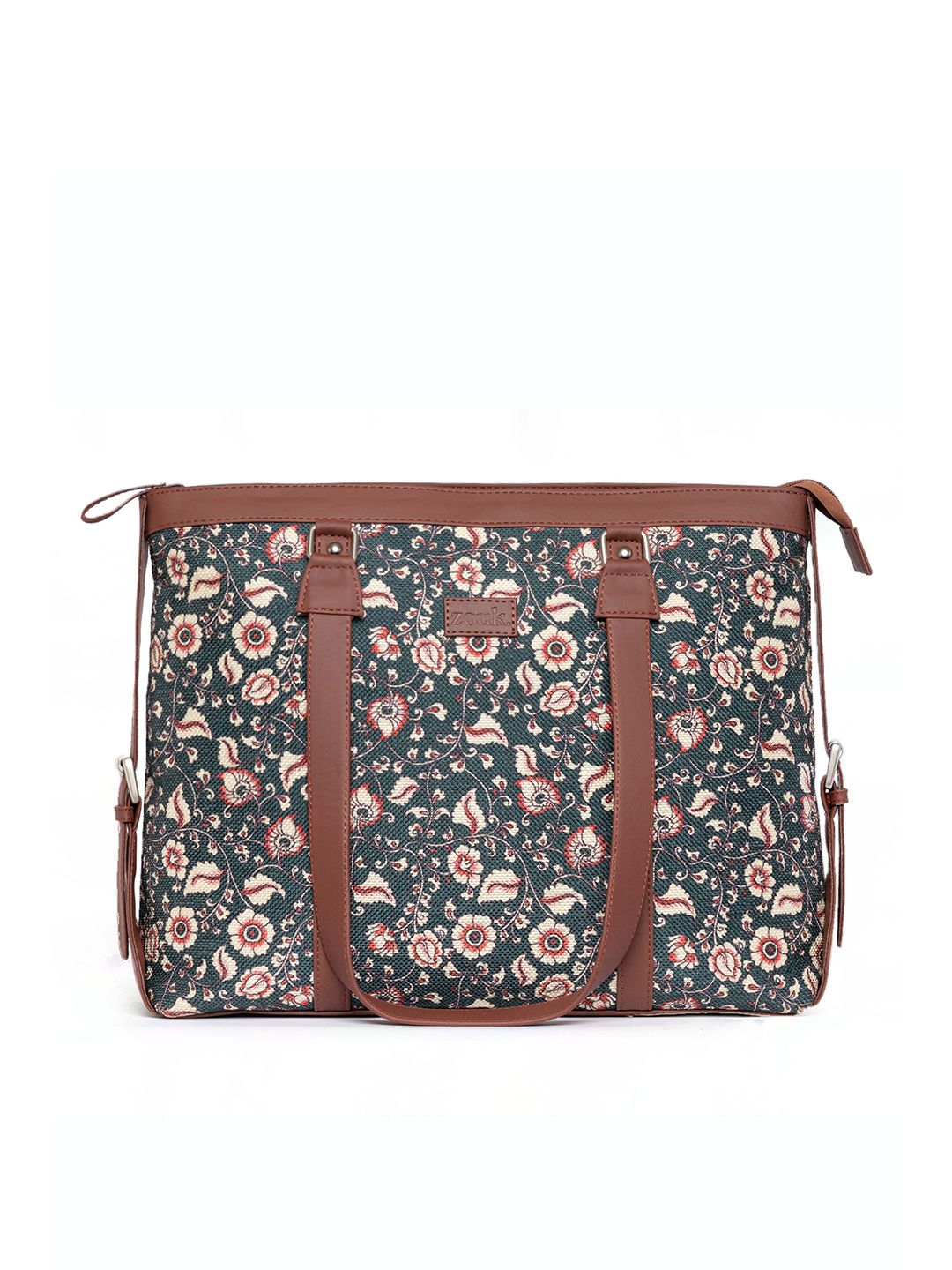 ZOUK Women Floral Printed Kalamkari Structured Laptop Shoulder Bag