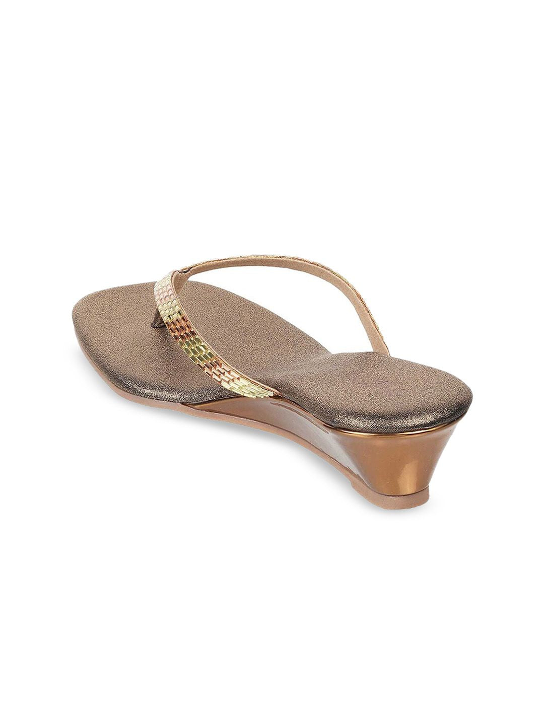 Mochi Gold-Toned Wedge Open Toe Heels