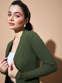 Sassafras Asas Wanita Ribbed Longline Front Open Shrug