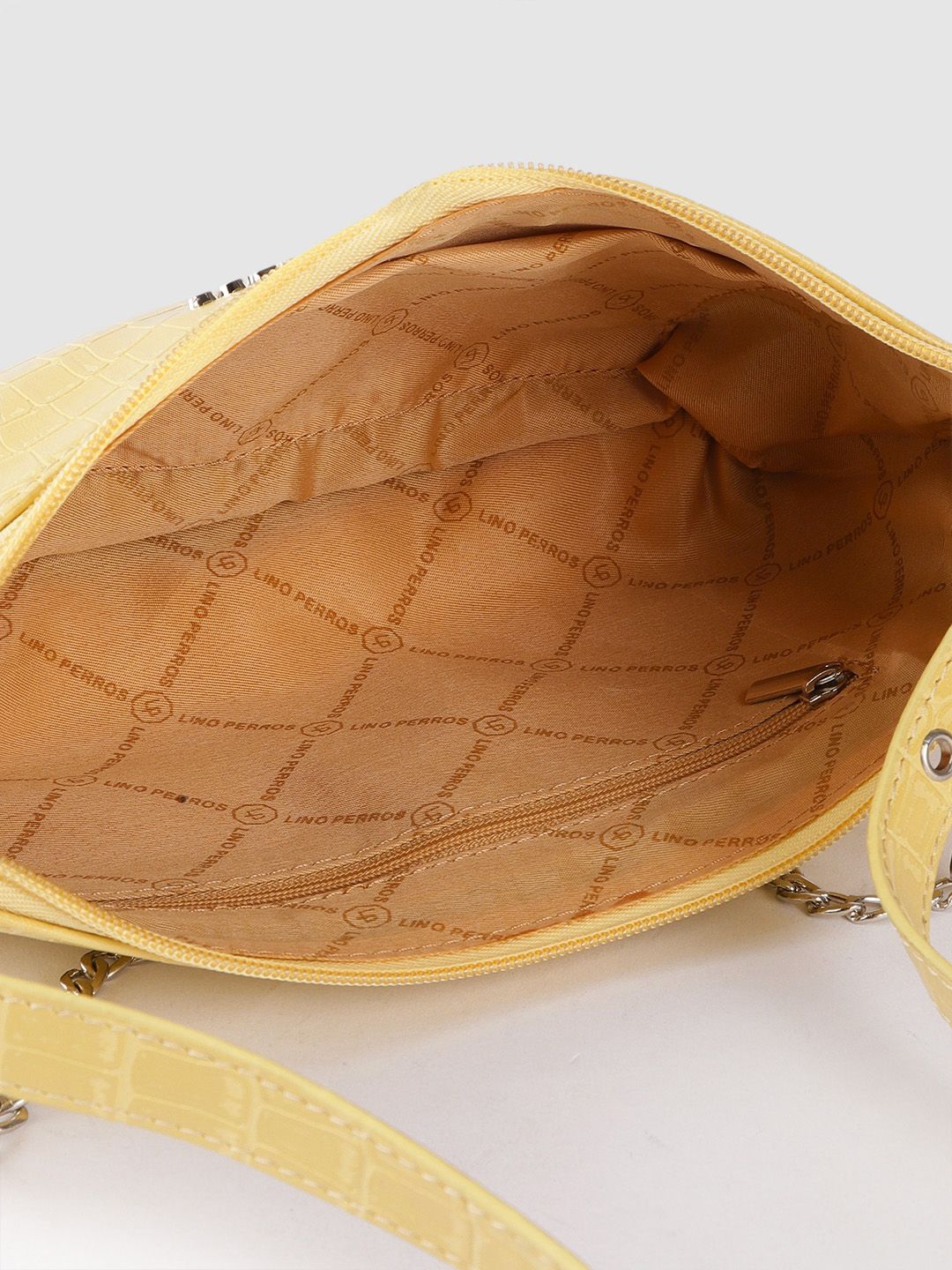 Lino Perros Yellow Croc Textured Baguette Bag