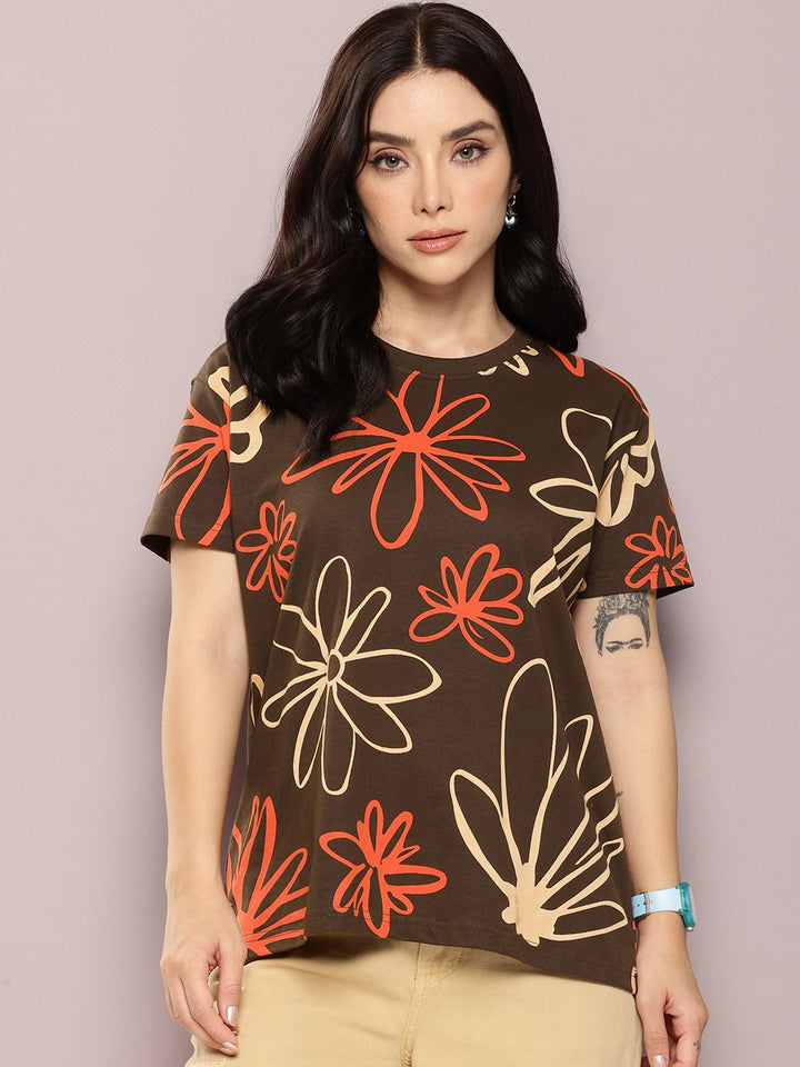 DILLINGER Floral Printed Pure Cotton Boxy T-shirt