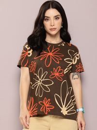 DILLINGER Floral Printed Pure Cotton Boxy T-shirt