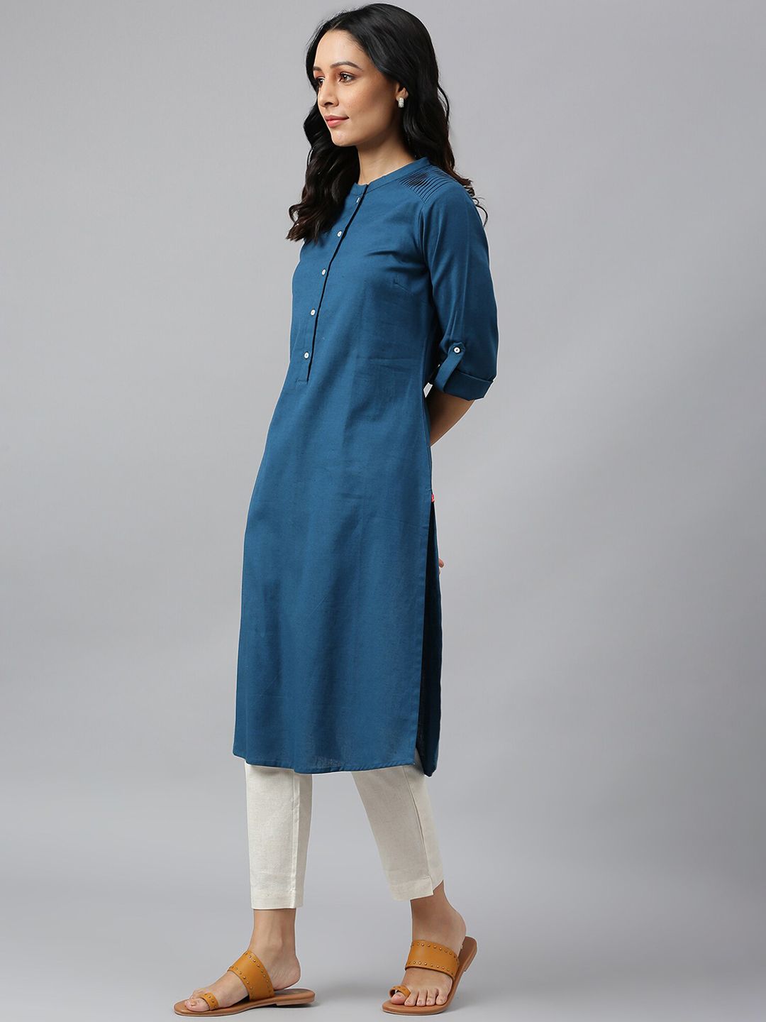 W Women Blue Indie Prints Kurta