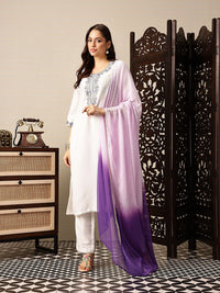 House of Pataudi Floral Embroidered Regular Jashn Kurta with Trousers & With Dupatta