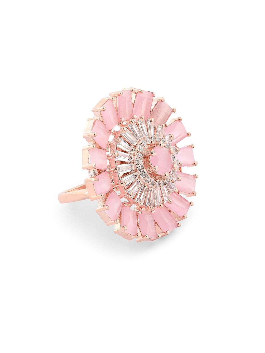 Cincin Jari Bertampal CZ Mutiara Zaveri Rose Saduran Emas