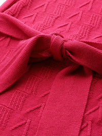 all about you Turtle Neck Belted Puff Sleeve Sweater Dress