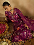 Indo Era Burgundy Floral Printed V-Neck Sequinned Pure Cotton Straight Kurta Set