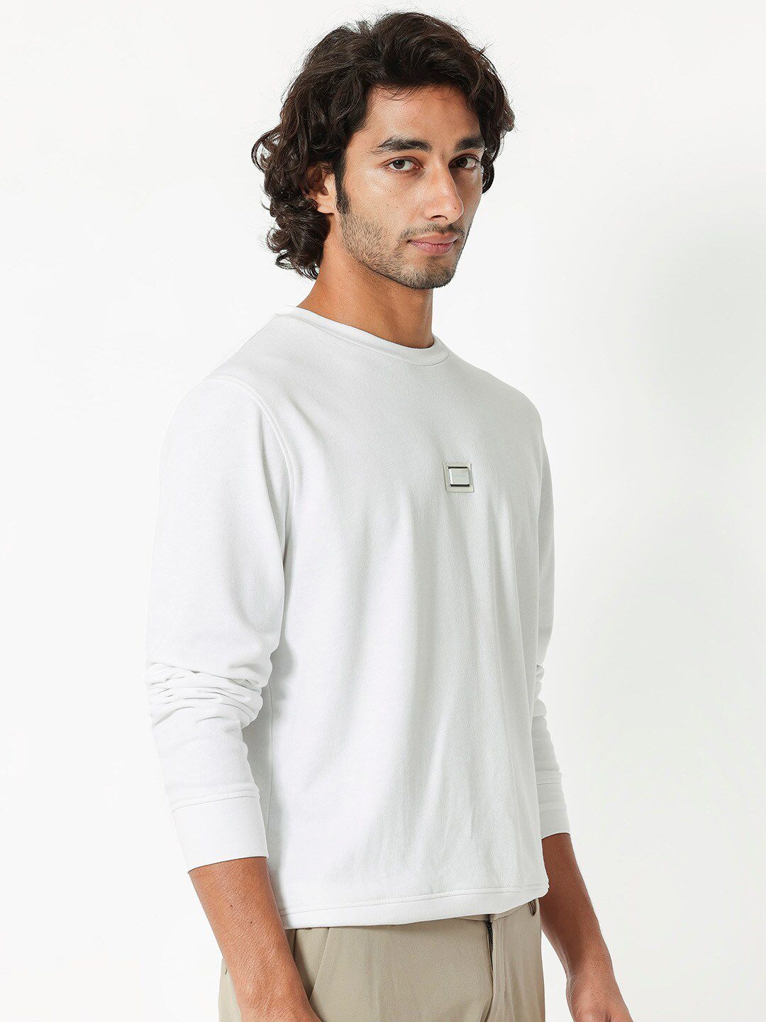 RARE RABBIT Men Glitch Round Neck Sweatshirt