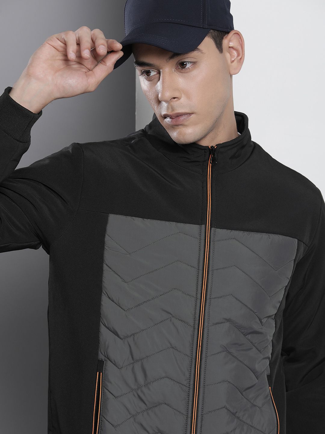 The Indian Garage Co Men Colourblock Zip-Front Bomber Jacket