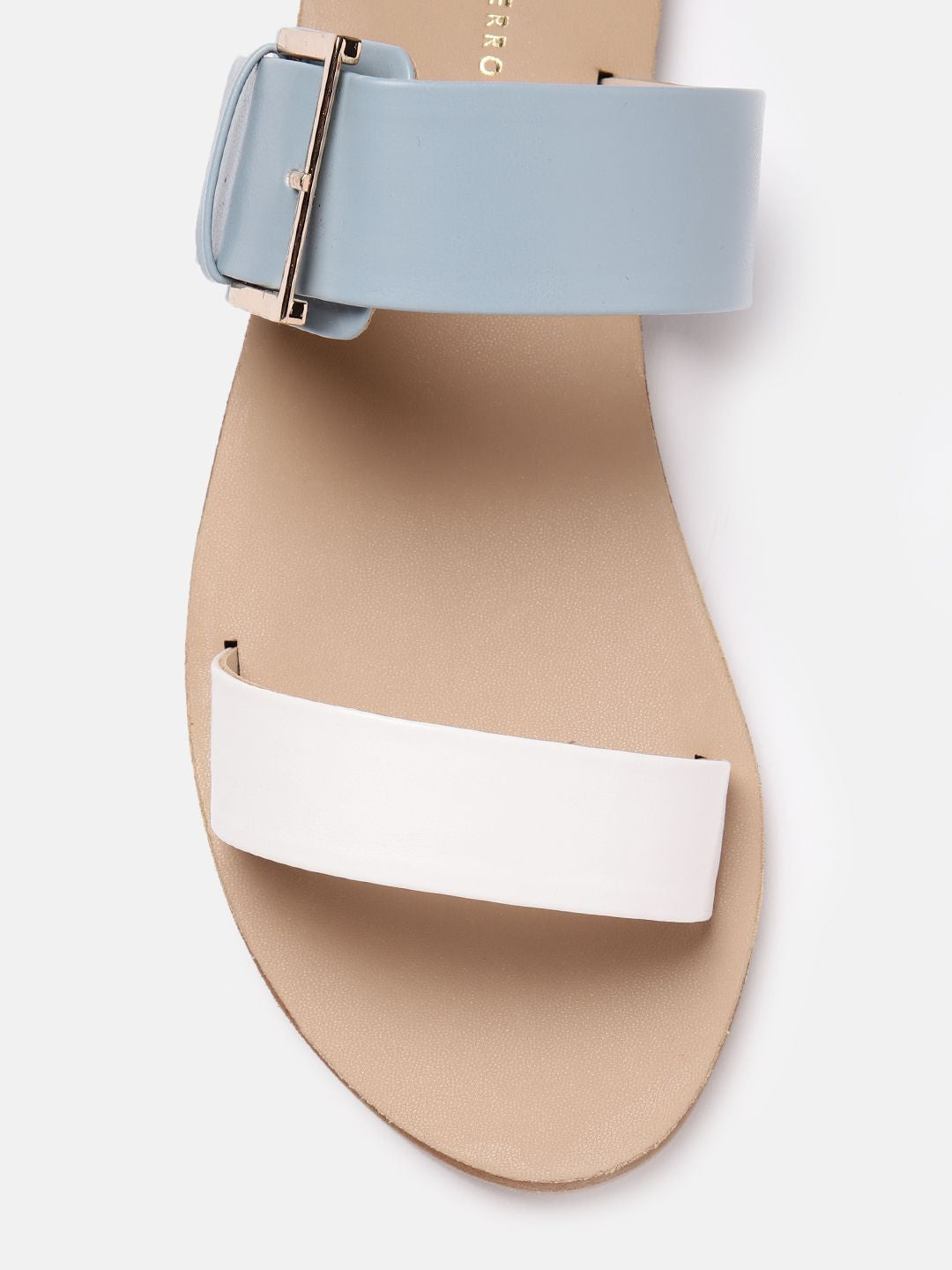 Lino Perros Women Colourblocked Open Toe Flats with Buckle Detail