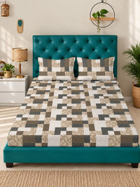 Myntra Elegant Homes Multicoloured Geometric 400 TC King Bedsheet with 2 Pillow Covers