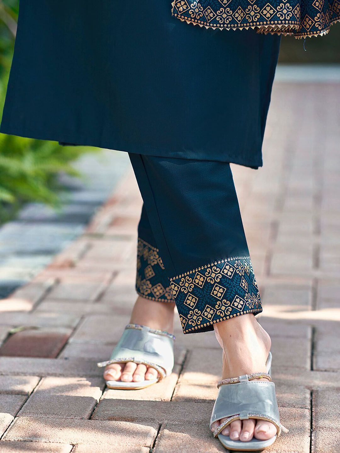 KALINI Yoke Design Sequinned Kurta with Trousers & Dupatta