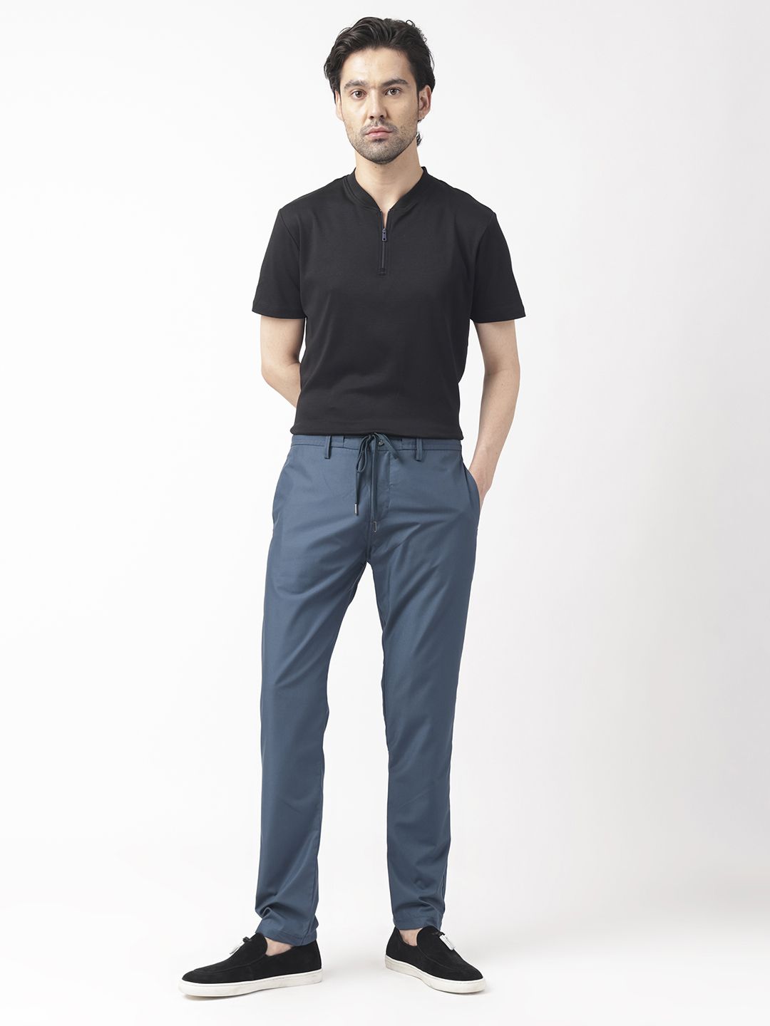 RARE RABBIT Men Aux Drawstring Mid-Rise Slim Fit Trouser