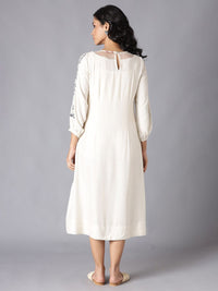 W Women White Floral Printed A-Line Midi Dress