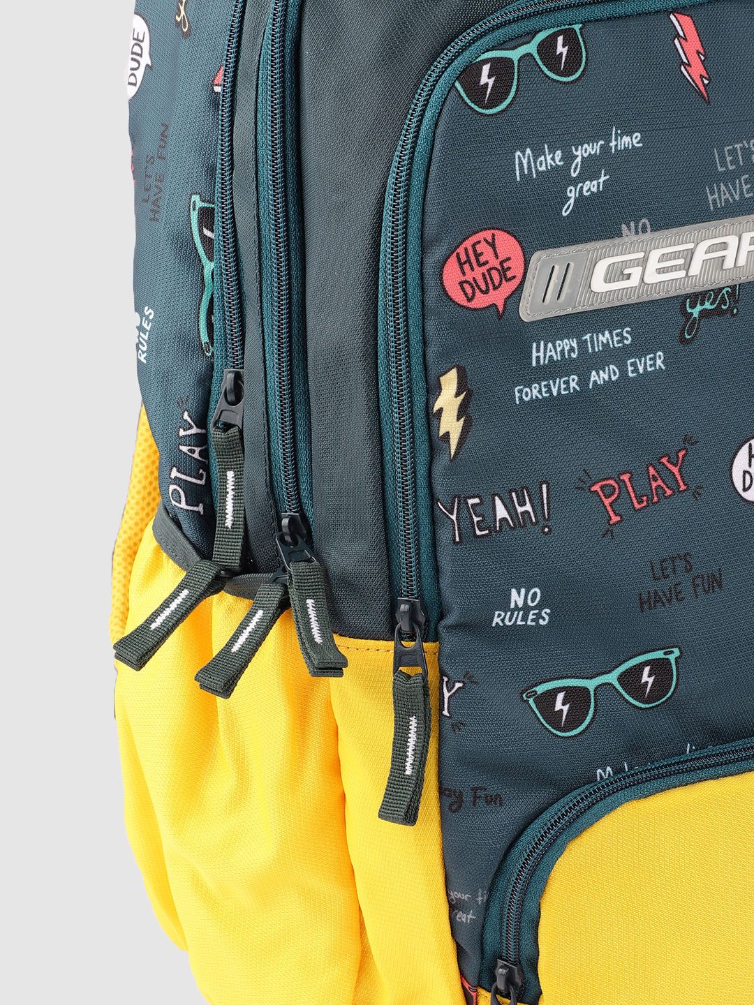 Gear Kids Colourblocked & Printed Backpack- 21.5 L