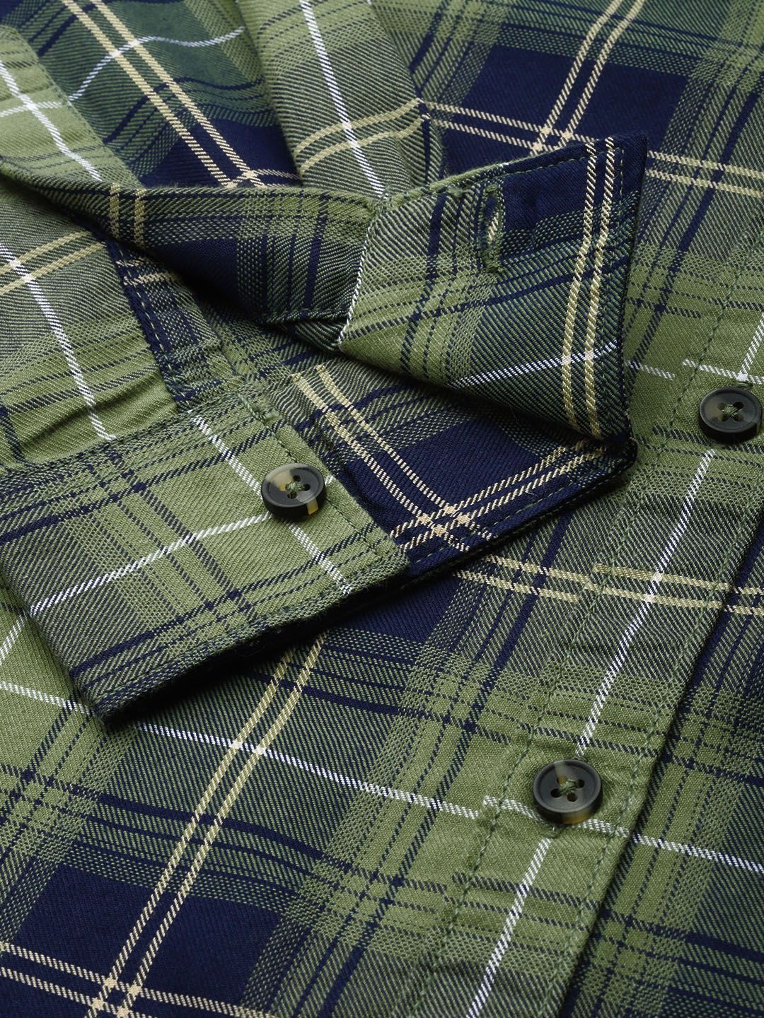 The Indian Garage Co Men Navy Blue Checked Casual Shirt