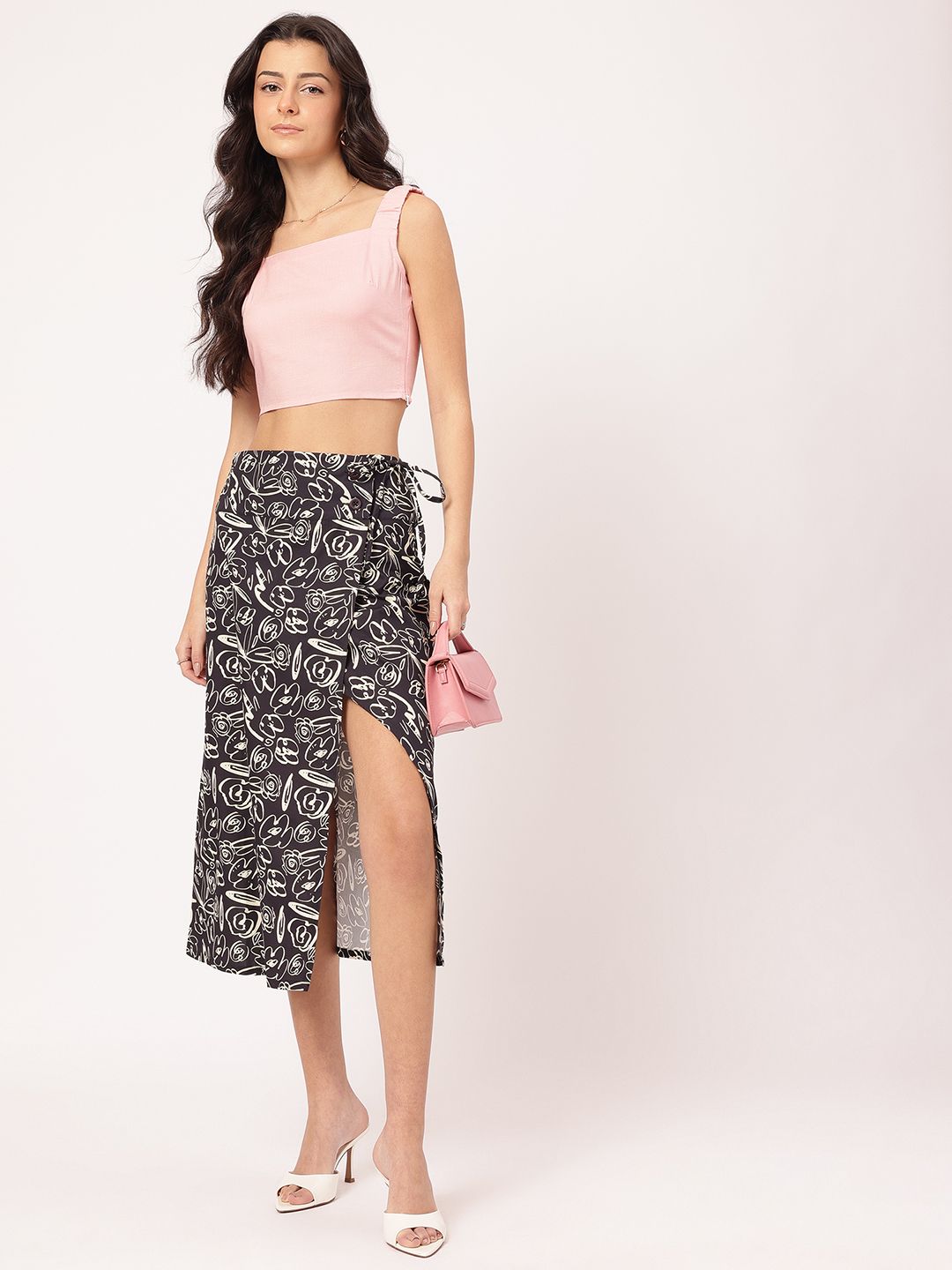DressBerry Rose Revival Wrap-Style Skirt