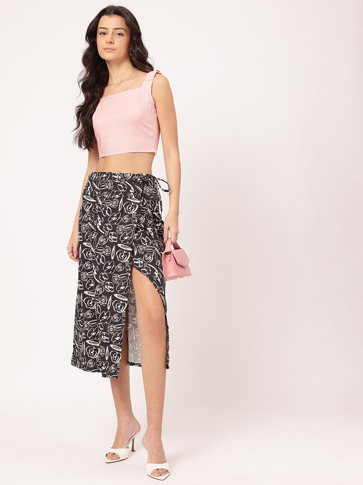 DressBerry Rose Revival Wrap-Style Skirt