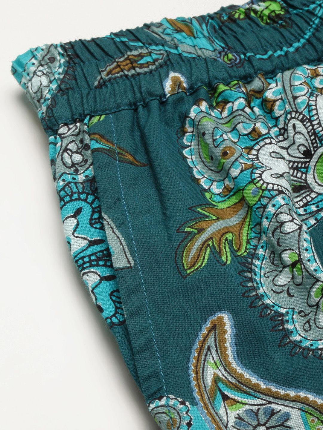SANSKRUTIHOMES Women Green Pure Cotton Printed Shorts Set