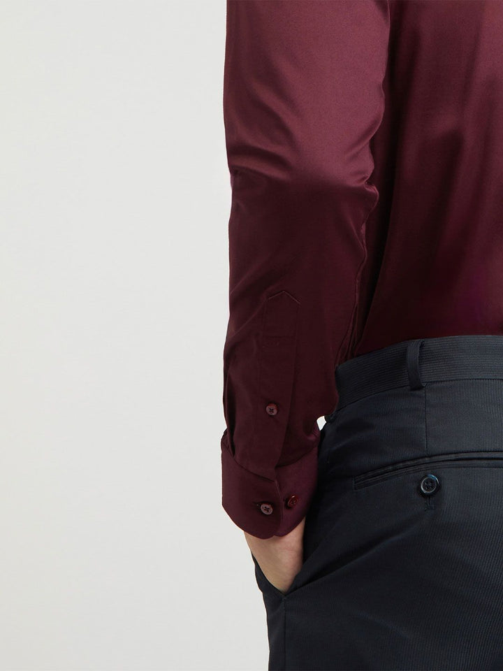 Raymond Men Maroon Pure Cotton Slim Fit Long Sleeves Formal Shirt