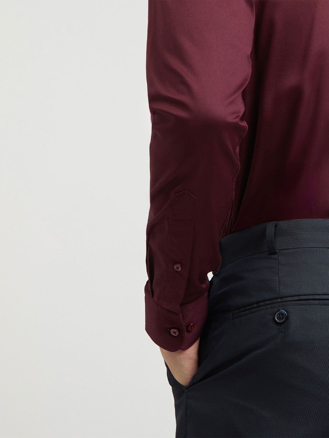 Raymond Men Maroon Pure Cotton Slim Fit Long Sleeves Formal Shirt