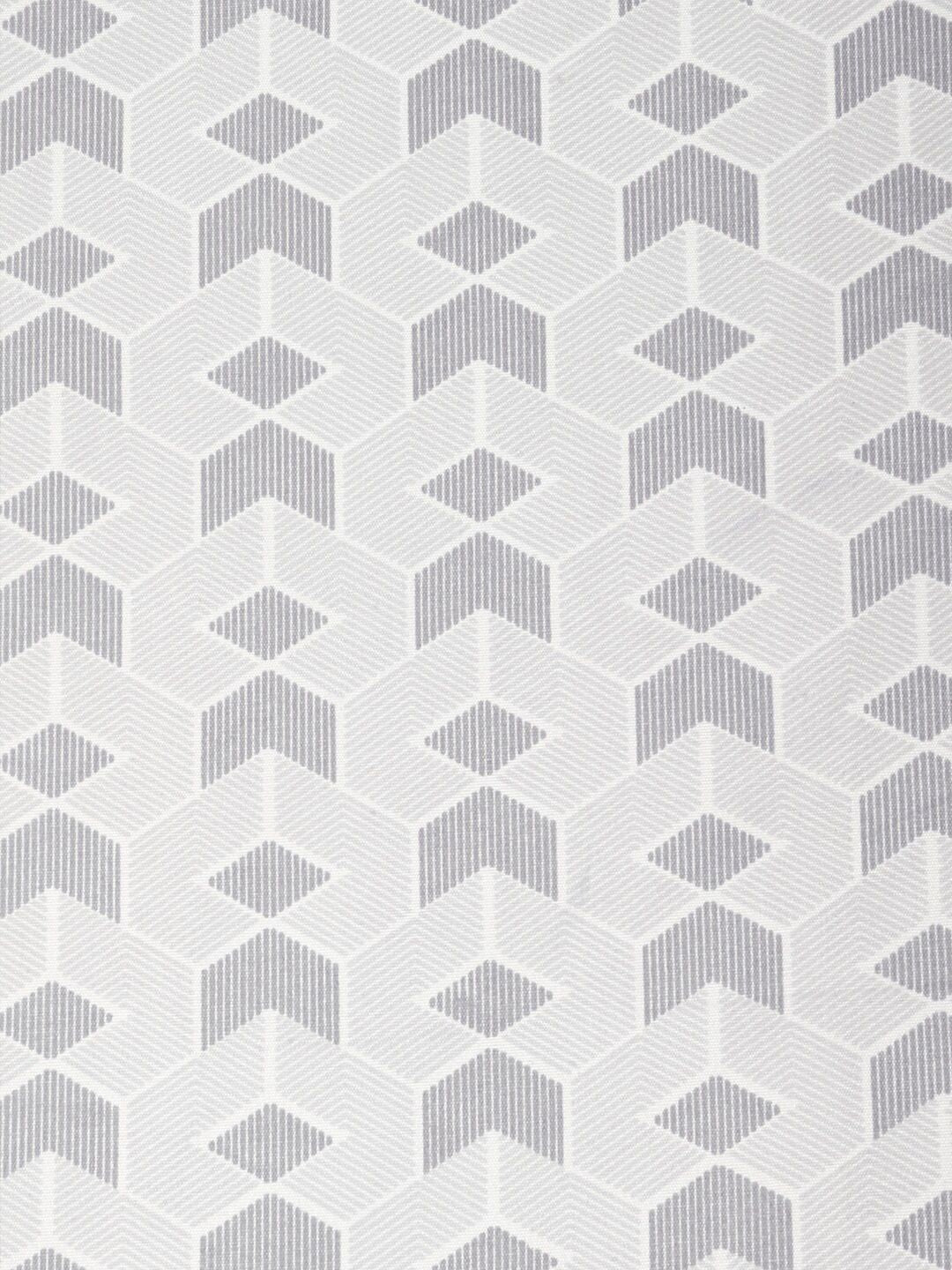 KLOTTHE Grey & White Geometric Printed 300TC Double King Bedsheet With 2 Pillow Covers