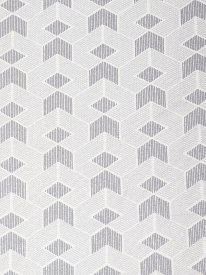 KLOTTHE Grey & White Geometric Printed 300TC Double King Bedsheet With 2 Pillow Covers