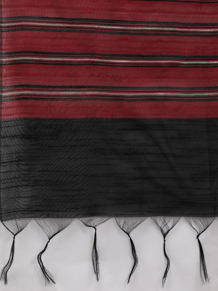 Indo Era Women Black & Maroon Yoke Design Kurta with Palazzos & Dupatta