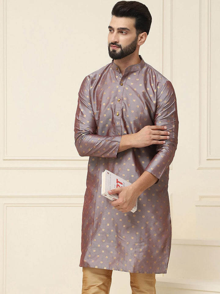SOJANYA Kurta Kolar Mandarin Rekaan Tenun Geometrik