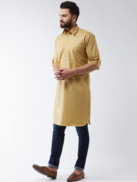 SOJANYA Men Gold-Toned Solid Pathani Kurta