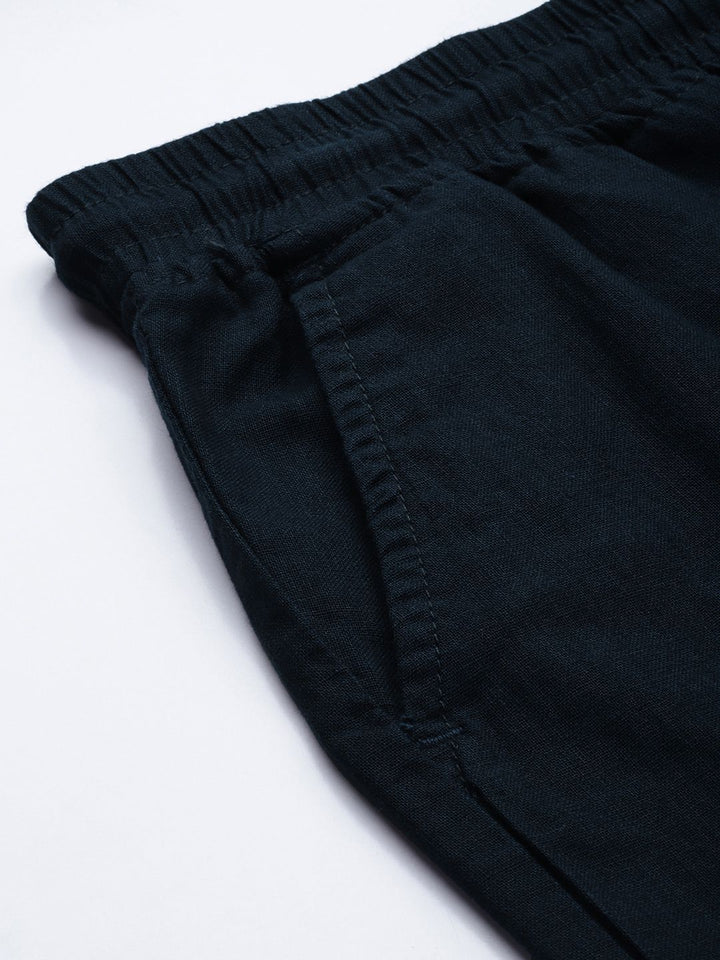 The Indian Garage Co Men Linen Cotton Slim Fit Cargo Shorts