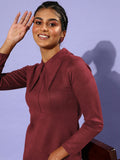 Athena Maroon A-Line Dress