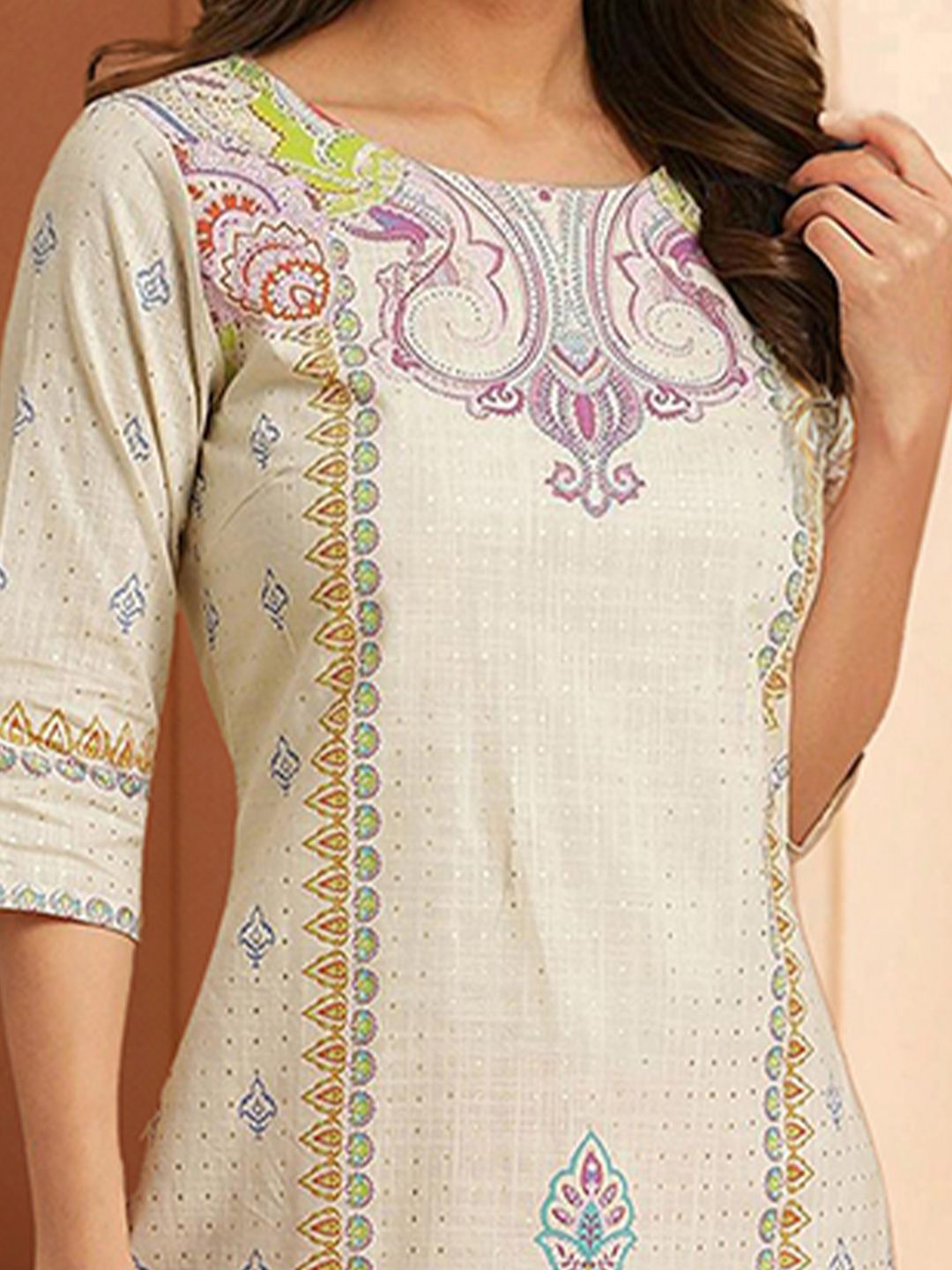 W Women Ethnic Motifs Printed Straight Pure Cotton Kurta