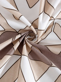 KLOTTHE Coklat Geometric Polycotton 300 TC Cadar Katil King dengan 2 Sarung Bantal-98 x 89 inci