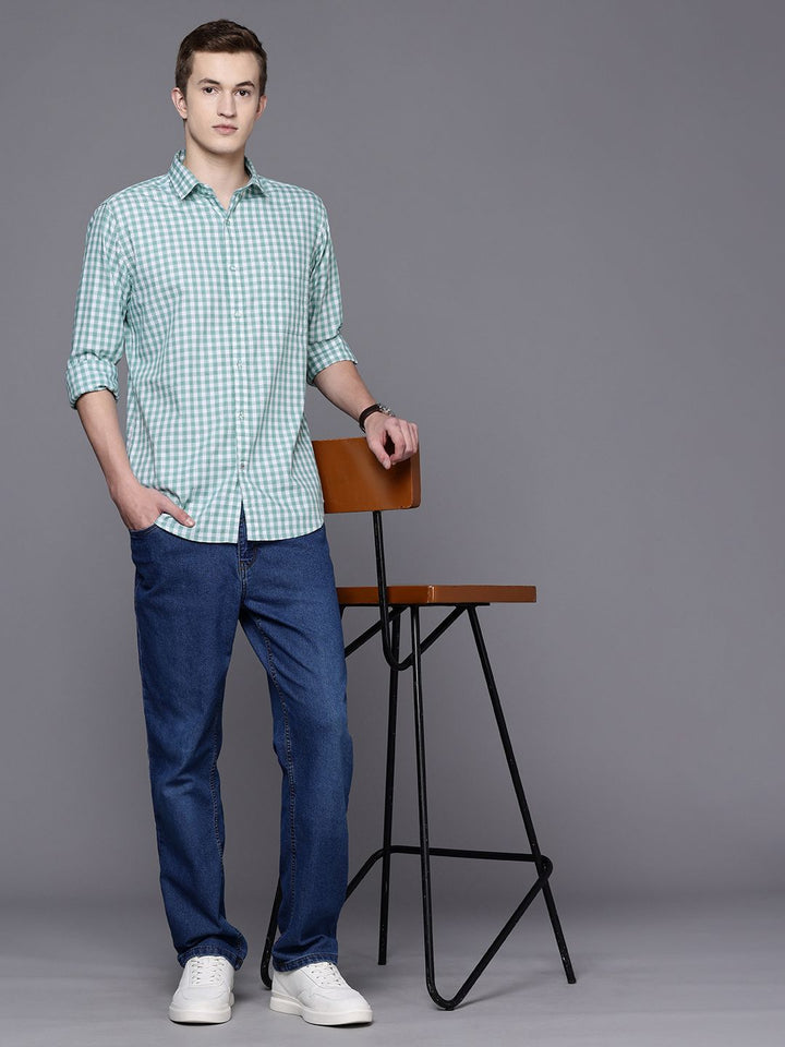 Raymond Pure Cotton Slim Fit Checked Casual Shirt